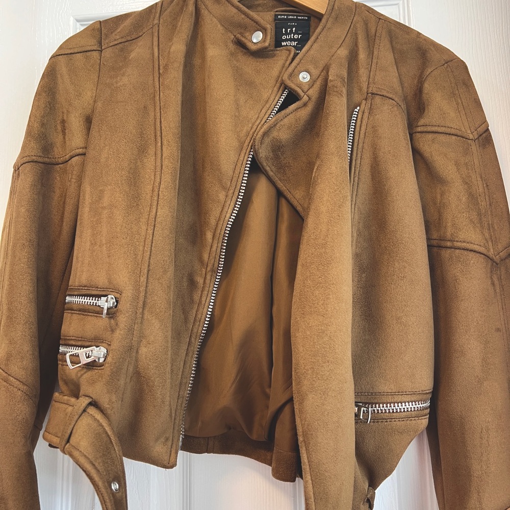Women TRF Zara Brown Suede Jacket